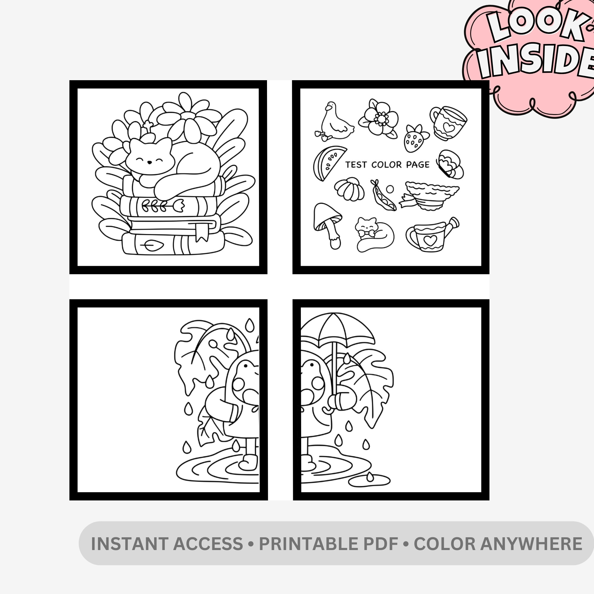Blossom Paws: Cute Animals & Spring Flowers Coloring Book – 40 Pages of Bold & Easy Kawaii Nature Designs - Image 2