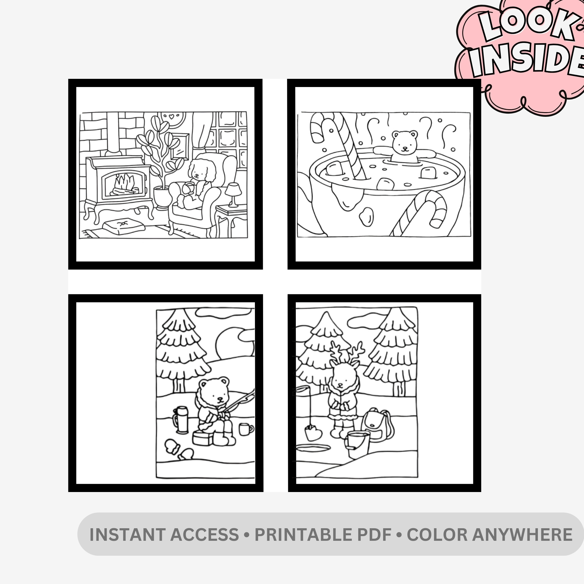 Cozy Christmas: Cozy Winter & Holiday Spirits Coloring Book – 24 Pages of Bold & Easy Kawaii Christmas Designs - Image 2