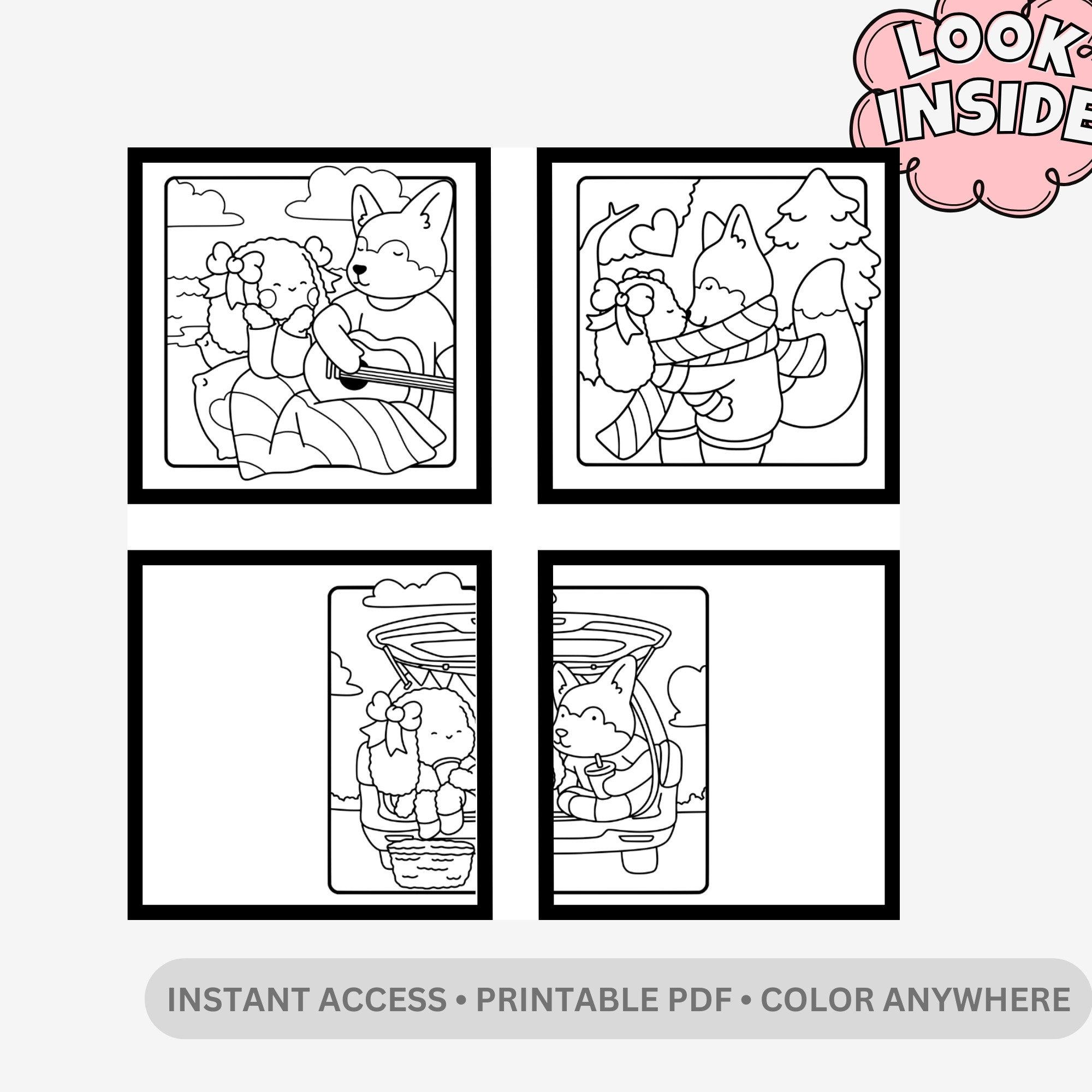 Adorable Pets & Hearts Coloring Book: Cute & Romantic Animal Couples Coloring Book – Bold & Easy Designs - Image 2