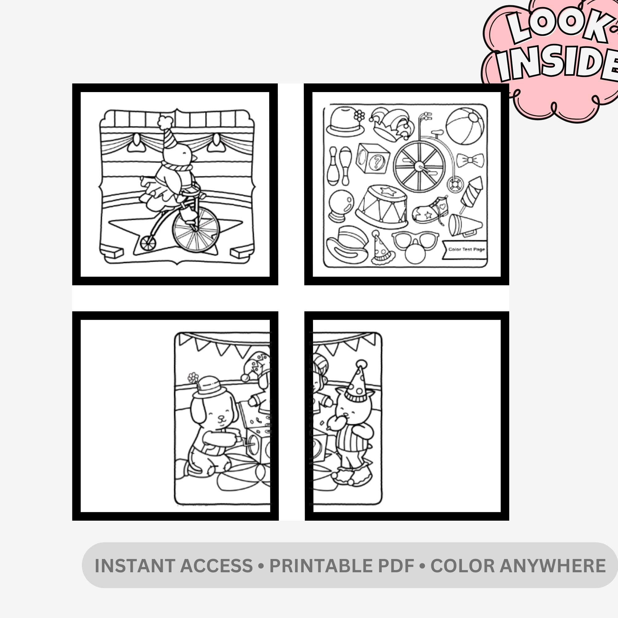 Browmies Circus Spectacle: Magical Show & Fun Fair – 16 Pages (32 Unique Mini Designs) of Bold & Easy Kawaii Circus Art - Image 2