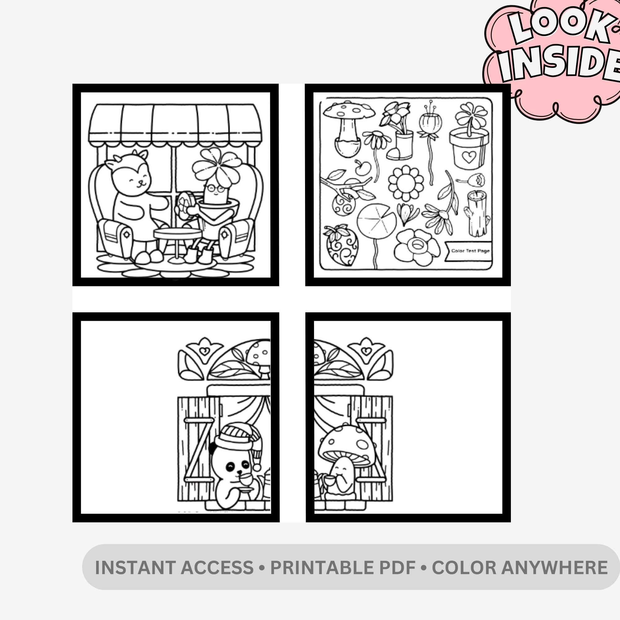 Browmies Serene Nature: Peaceful Forests & Garden Dreams – 16 Pages (32 Unique Mini Designs) of Bold & Easy Kawaii Nature Art - Image 2