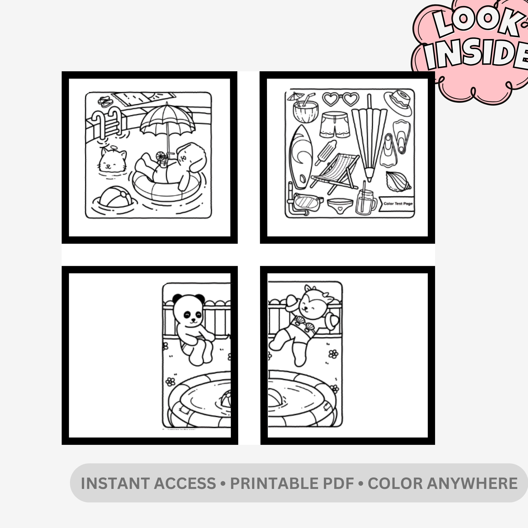 Browmies Sunny Days: Tropical Beach & Summer Fun – 16 Pages (32 Unique Mini Designs) of Bold & Easy Kawaii Vacation Art - Image 2