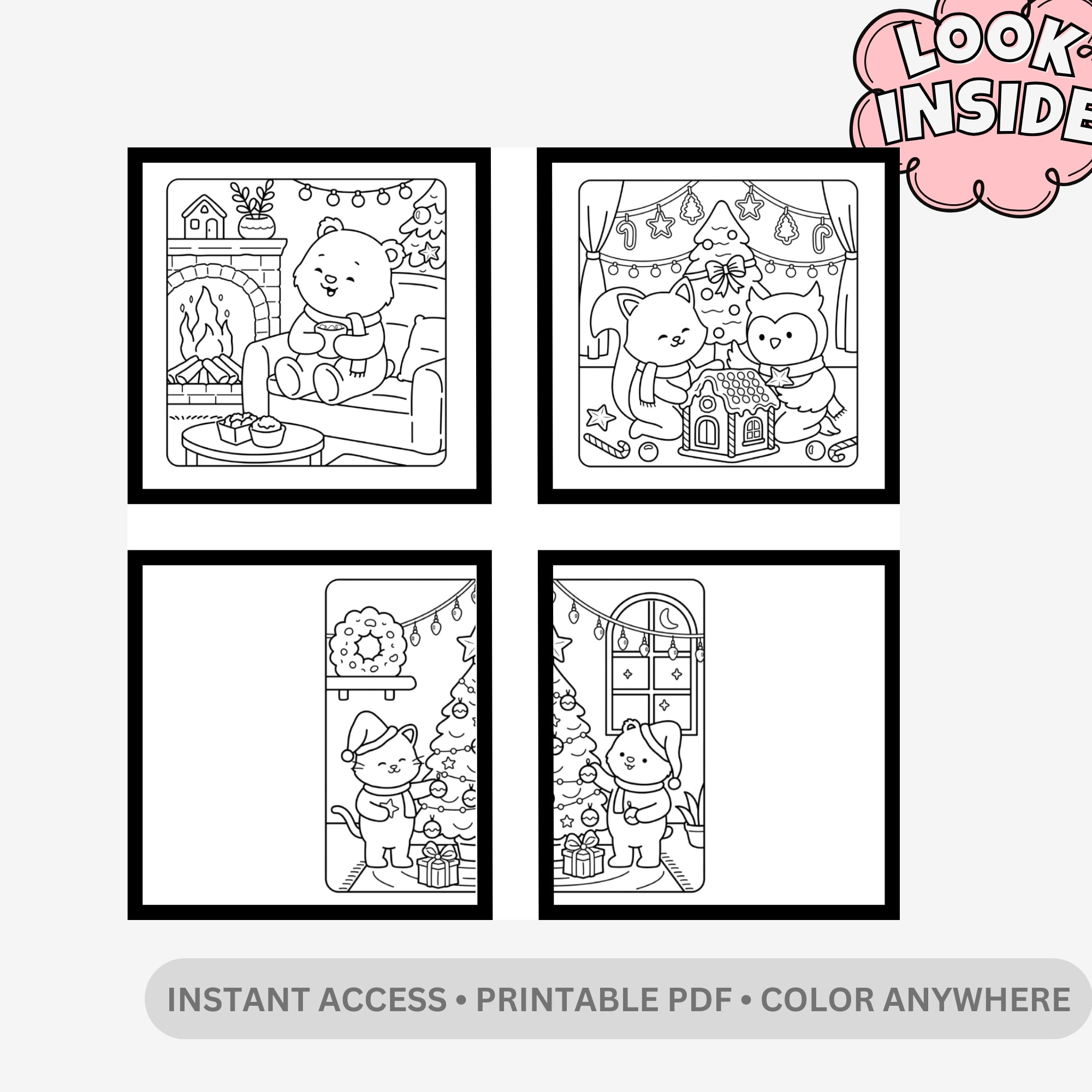 Comfy Christmas - Coloring Book Cafe: Cozy Winter Retreat – 31 Pages of Bold & Easy Kawaii Holiday Scenes - Image 2