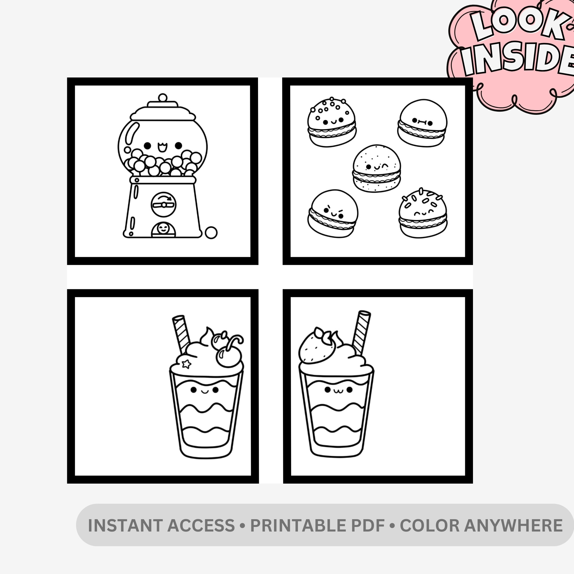 Comidas: Delicious Foodie Adventure – 50 Pages of Jumbo Bold & Easy Kawaii Snacks & Tasty Meals - Image 2