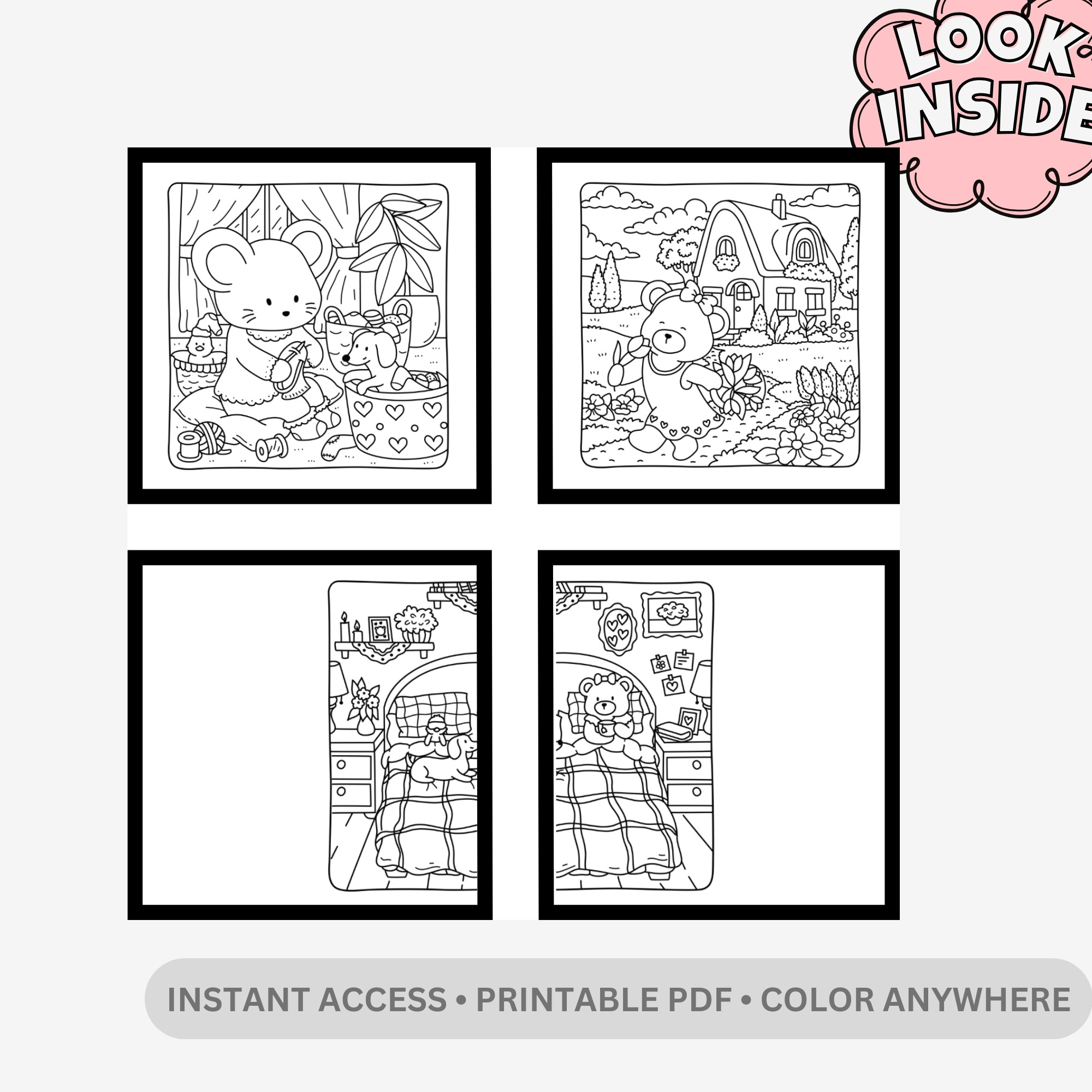 Cottage Friends: Rural Peace & Tiny Neighbors – 40 Pages of Bold & Easy Kawaii Countryside Scenes - Image 2