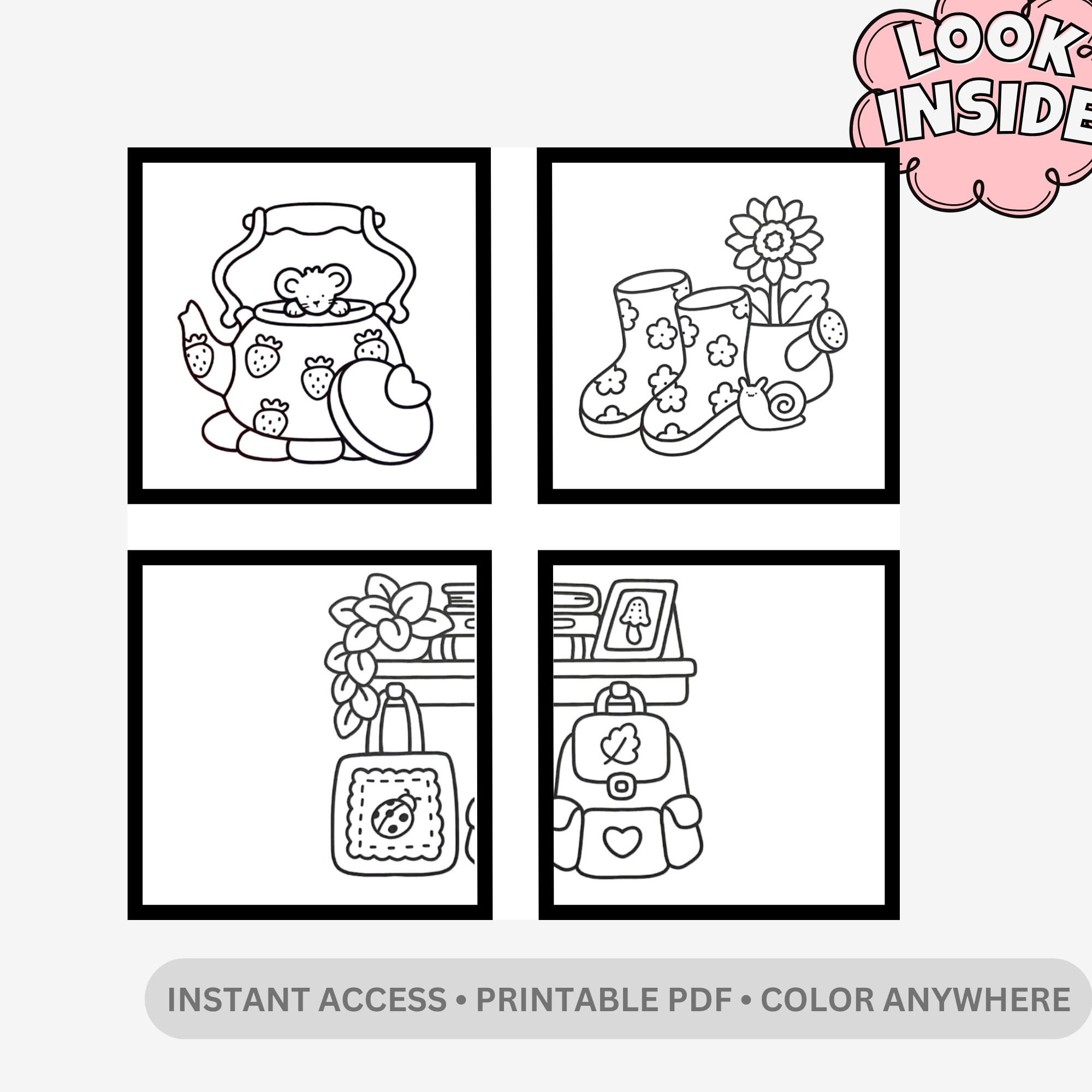 Cozy and Cute: Daily Joy & Tiny Delights – 54 Pages of Jumbo Bold & Easy Kawaii Lifestyle Art - Image 2