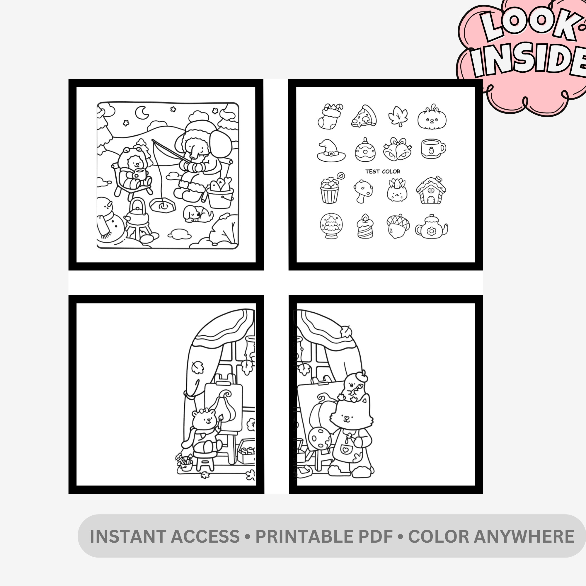 Cozy Buddies: Little Flower Adventures – 41 Pages of Bold & Easy Kawaii Animal Friends - Image 2