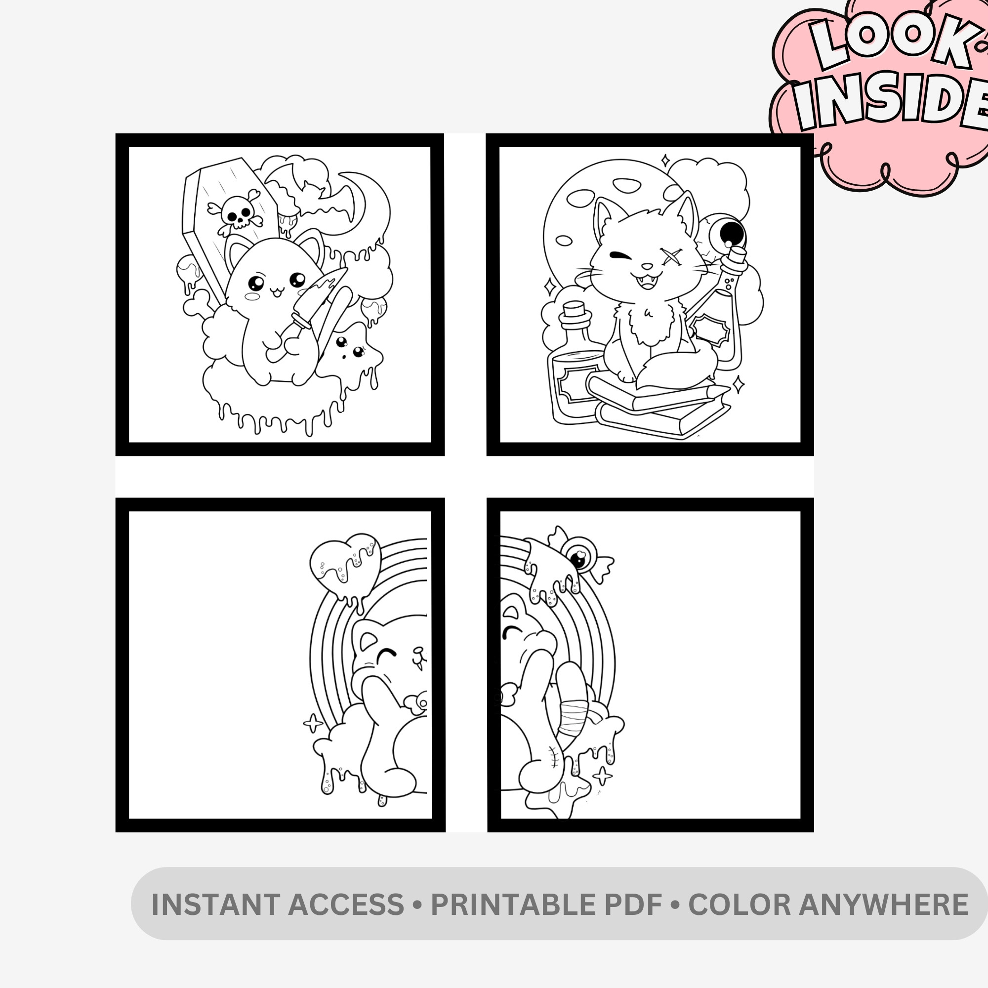 Creepy Cats: Dark & Cute Aesthetic Coloring Book – 27 Pages of Bold & Easy Spooky Kawaii Kitten Designs - Image 2