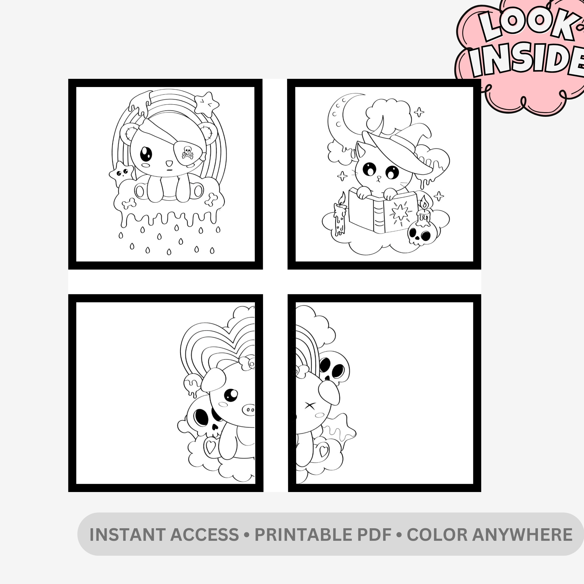 Creepy Cuties: Dark & Cute Aesthetic Coloring Book – 27 Pages of Bold & Easy Spooky Kawaii Creatures - Image 2