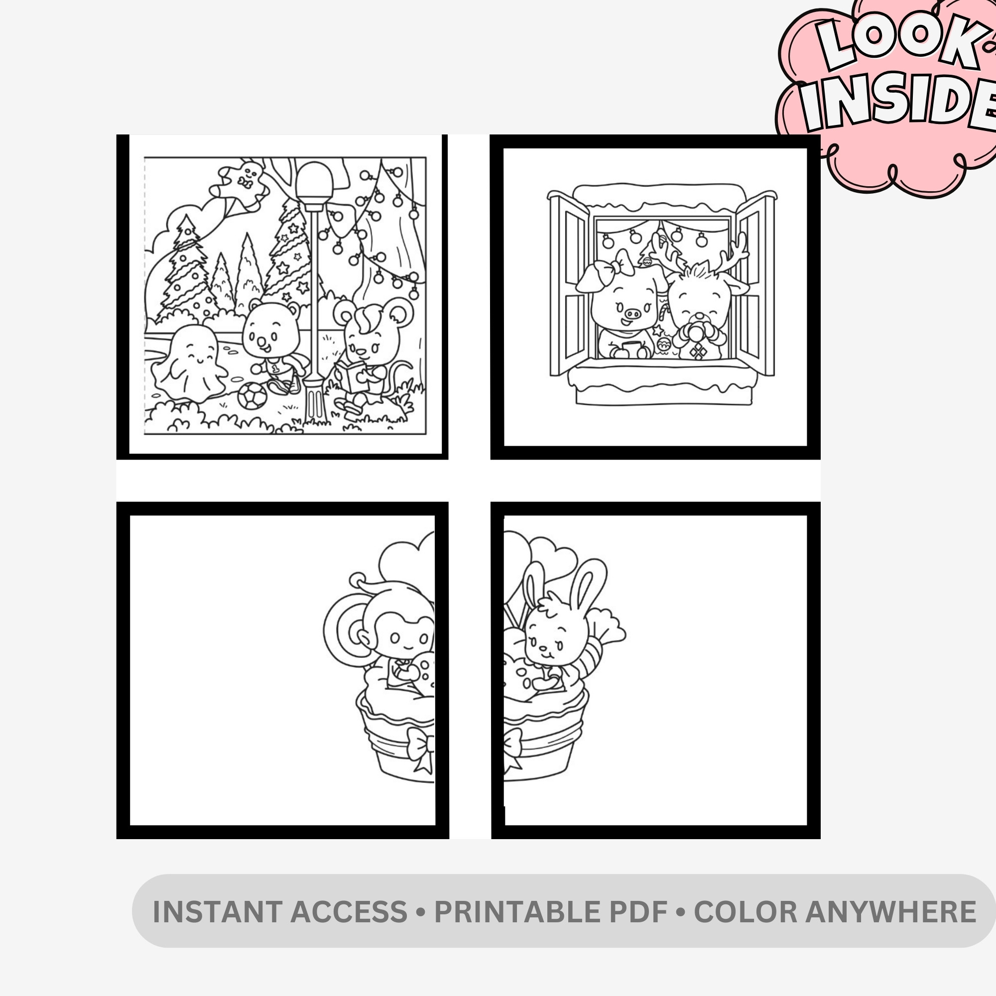 Whimsical Fable Critters: Festive Holidays Coloring Book – Bold & Easy Cozy Designs - Image 2