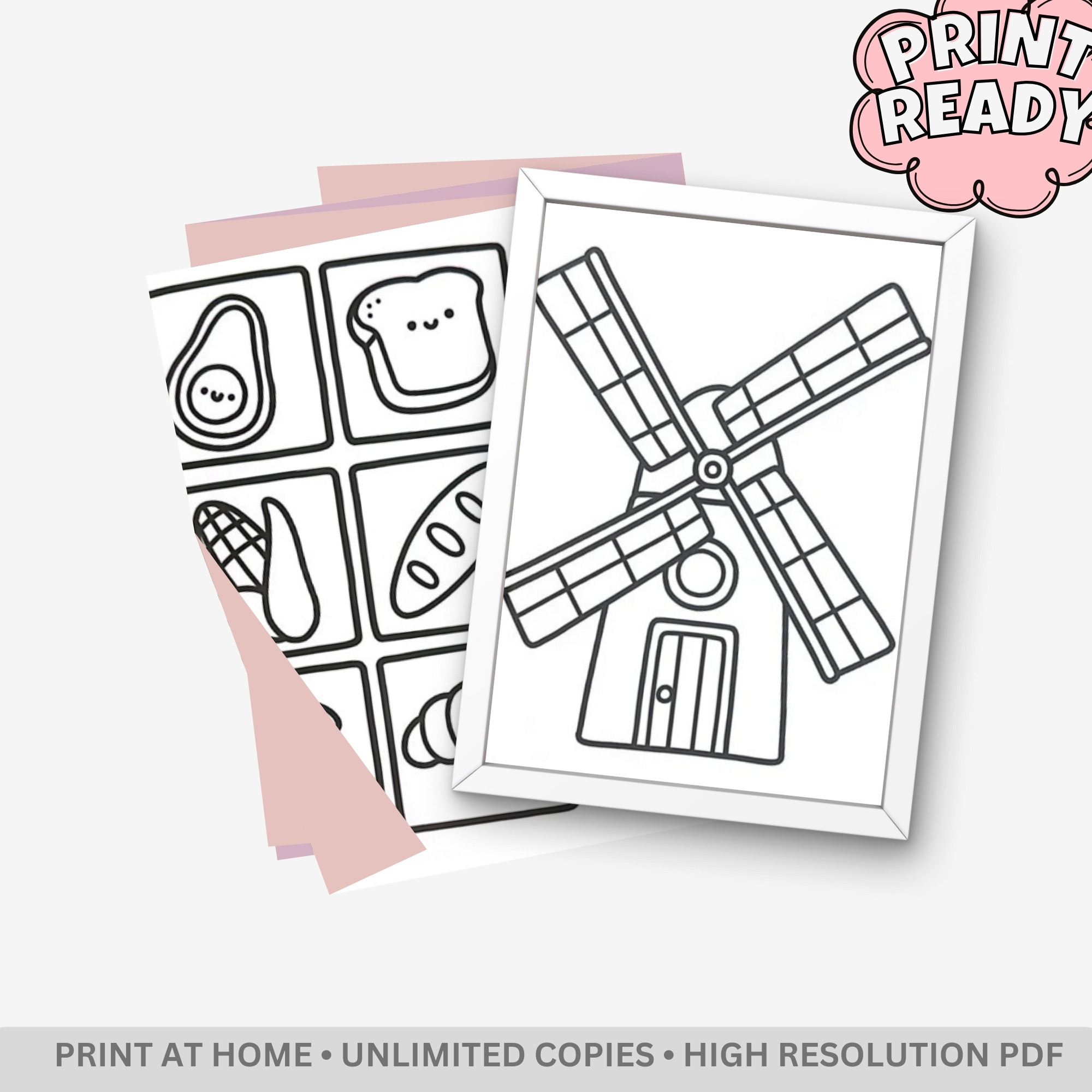 Stress Relief Coloring Book: Bold and Easy Designs for Adults and Kids, Simple Spooky Cute Aesthetic, Instant Digital PDF Download - Image 4