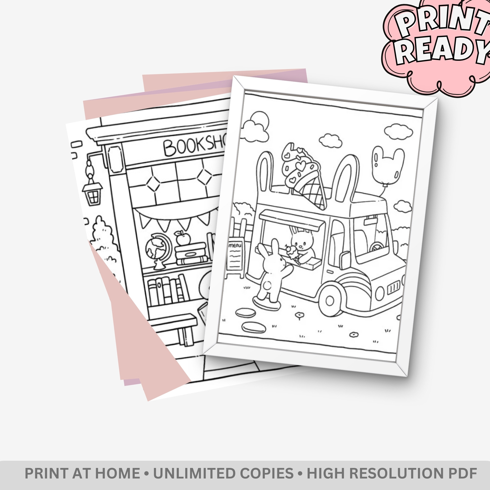 Adorable Kawaii Shop : Cute and Simple Coloring Book – 40 Pages of Kawaii Storefronts & Sweet Treats - Image 4