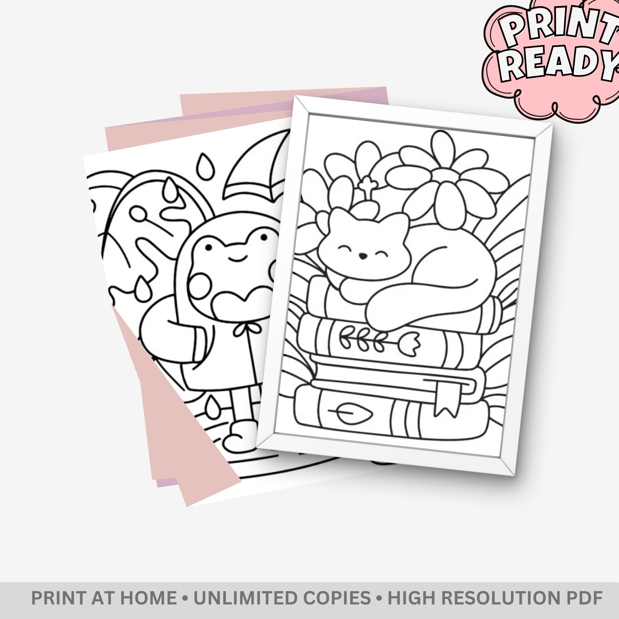Blossom Paws: Cute Animals & Spring Flowers Coloring Book – 40 Pages of Bold & Easy Kawaii Nature Designs - Image 4