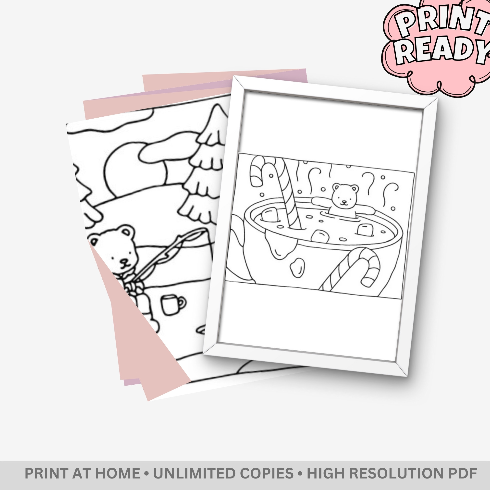 Cozy Christmas: Cozy Winter & Holiday Spirits Coloring Book – 24 Pages of Bold & Easy Kawaii Christmas Designs - Image 4