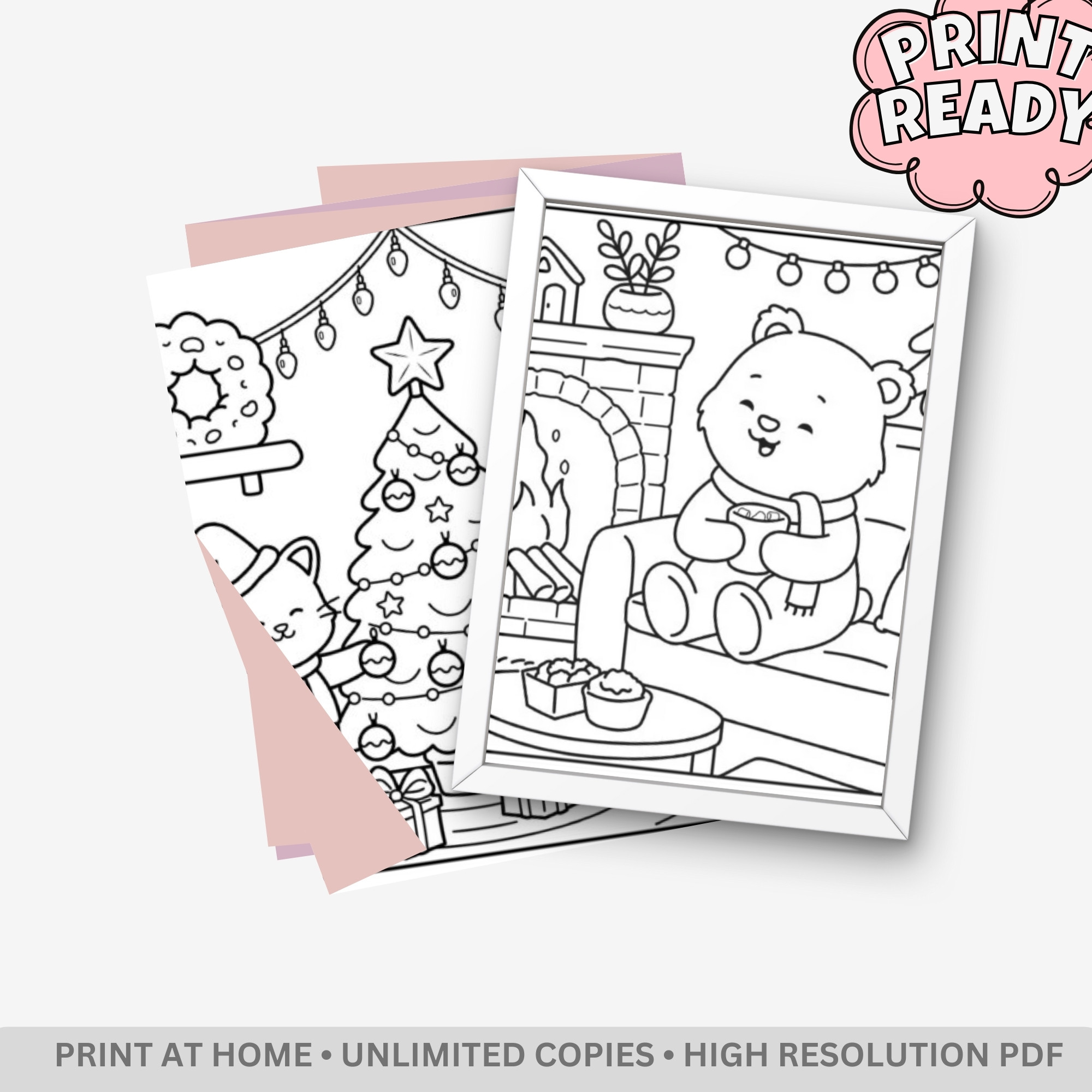 Comfy Christmas - Coloring Book Cafe: Cozy Winter Retreat – 31 Pages of Bold & Easy Kawaii Holiday Scenes - Image 4