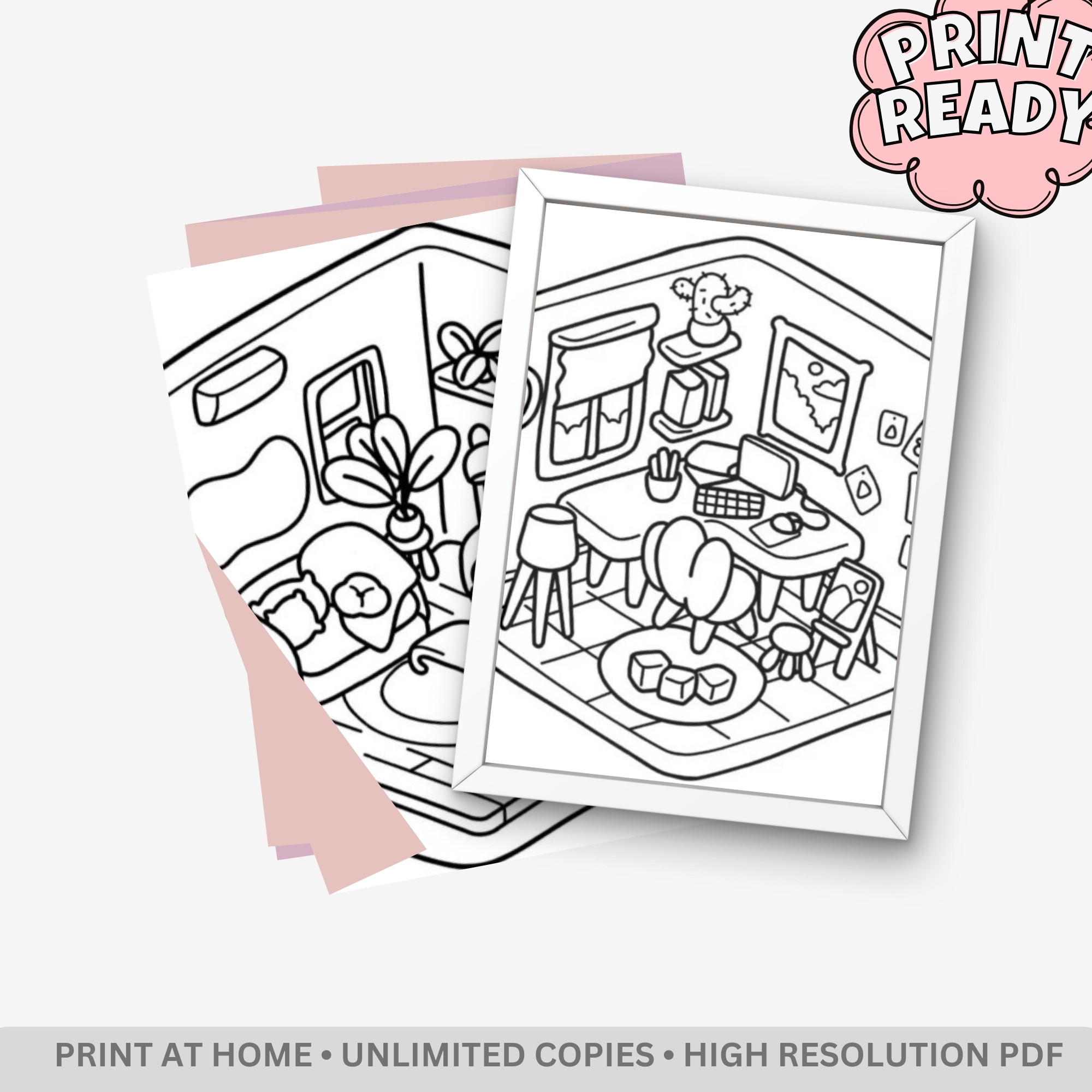Cozy Corner: Sanctuary & Interior Retreat – 45 Pages of Jumbo Bold & Easy Kawaii Room Designs - Image 4