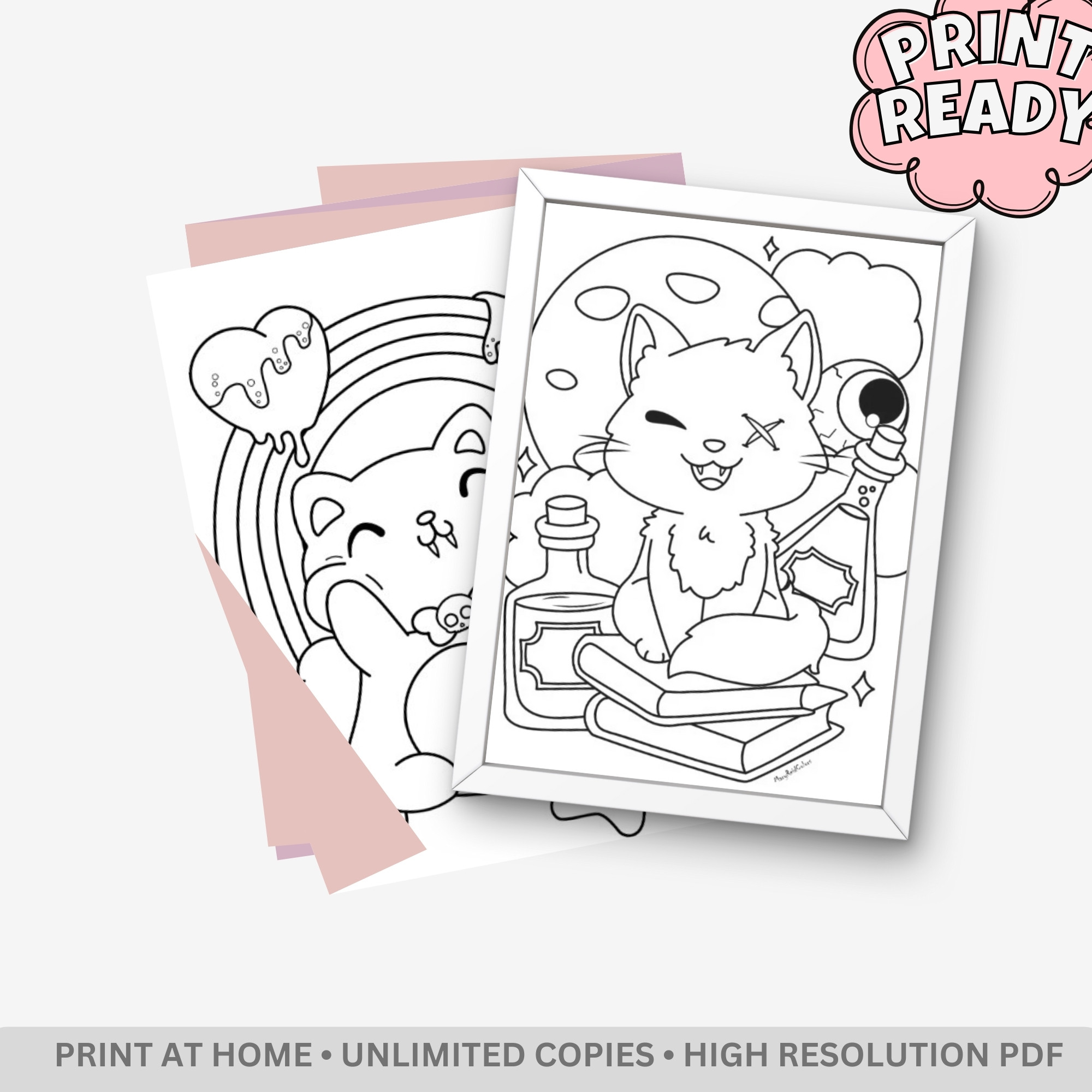 Creepy Cats: Dark & Cute Aesthetic Coloring Book – 27 Pages of Bold & Easy Spooky Kawaii Kitten Designs - Image 4