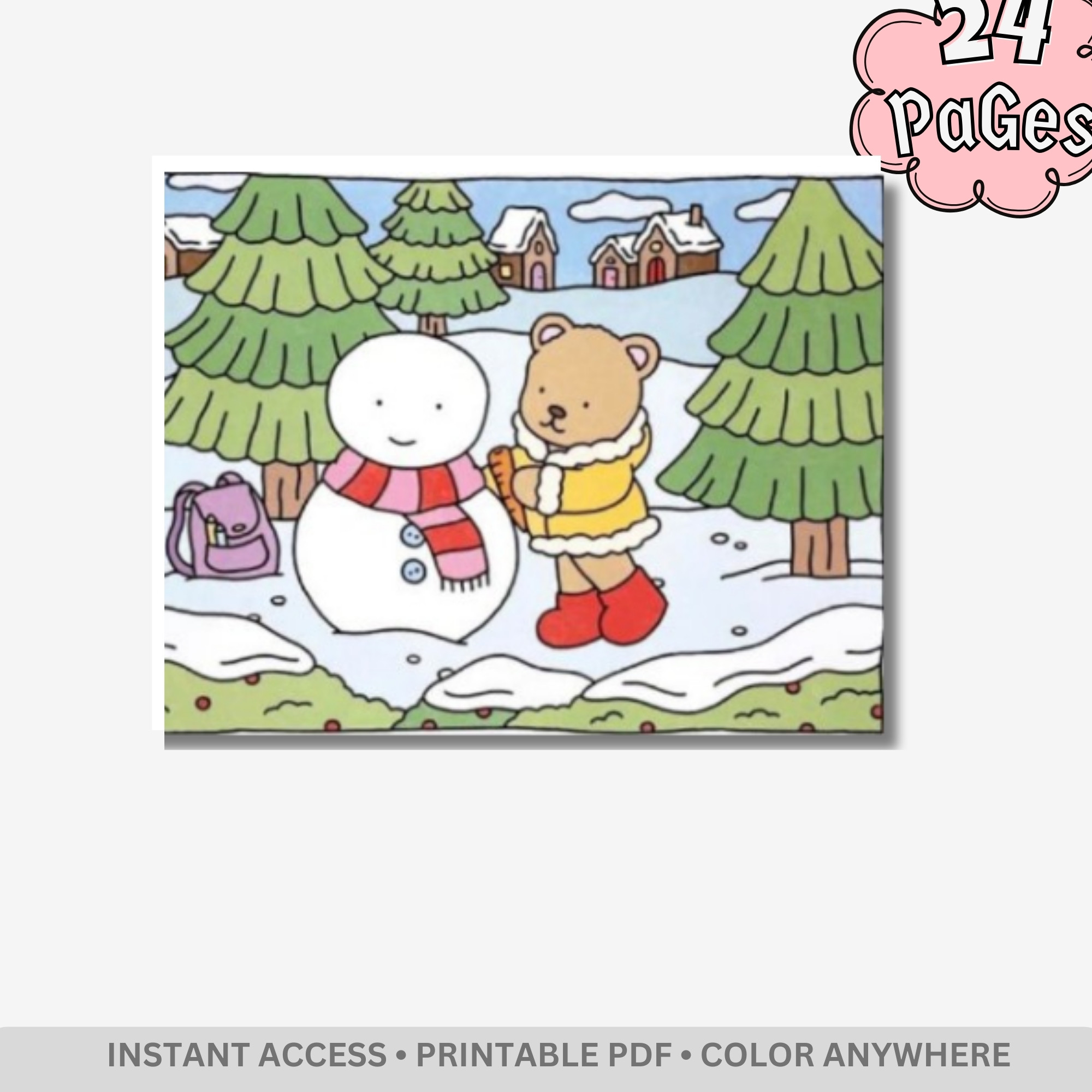 Cozy Christmas: Cozy Winter & Holiday Spirits Coloring Book – 24 Pages of Bold & Easy Kawaii Christmas Designs