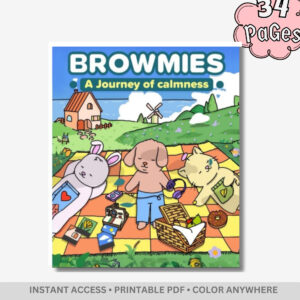 Browmies: A Journey of Calmness – 34 Pages of Bold & Easy Kawaii Coloring Scenes for Total Relaxation