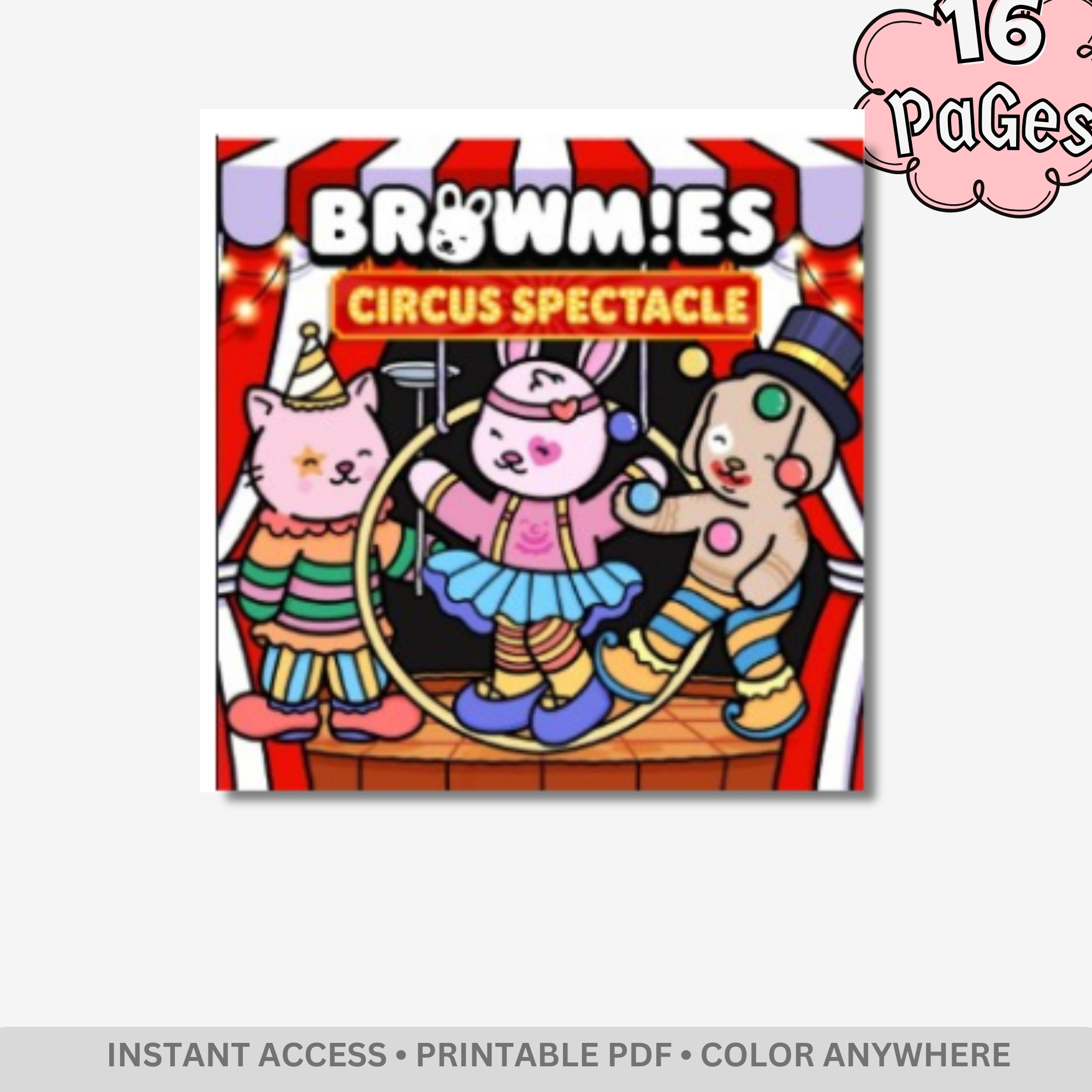Browmies Circus Spectacle: Magical Show & Fun Fair – 16 Pages (32 Unique Mini Designs) of Bold & Easy Kawaii Circus Art
