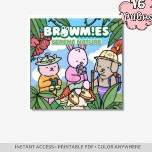 Browmies Serene Nature: Peaceful Forests & Garden Dreams – 16 Pages (32 Unique Mini Designs) of Bold & Easy Kawaii Nature Art