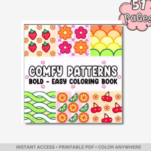 Comfy Patterns: Cozy Mandalas & Simple Aesthetic Textures – 51 Pages of Jumbo Bold & Easy Kawaii Pattern Designs