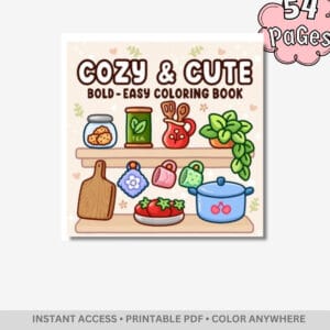 Cozy and Cute: Daily Joy & Tiny Delights – 54 Pages of Jumbo Bold & Easy Kawaii Lifestyle Art