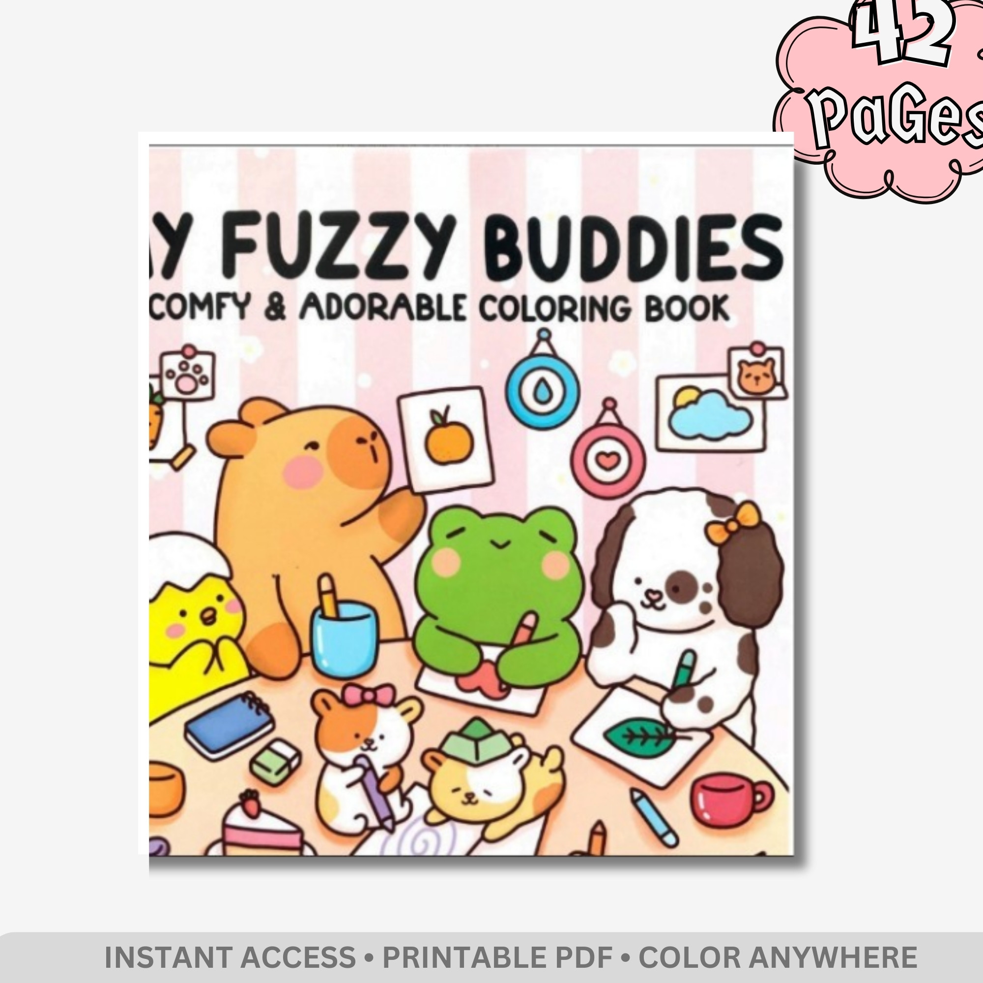My Fuzzy Buddies: Comfy & Adorable Coloring Book – Bold & Easy Kawaii Designs