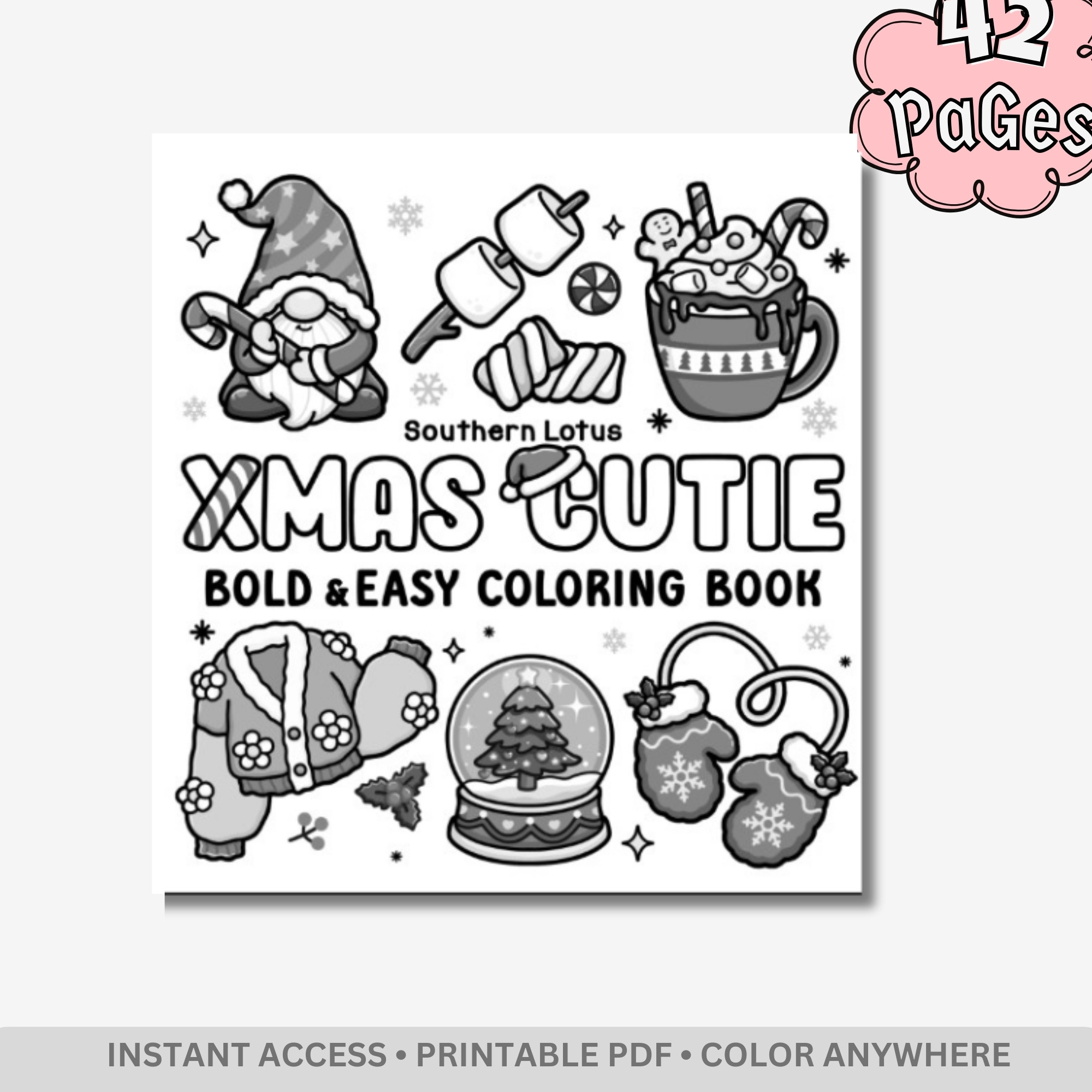 Xmas Cute: Adorable Holiday Adventures Coloring Book – Bold & Easy Christmas Designs
