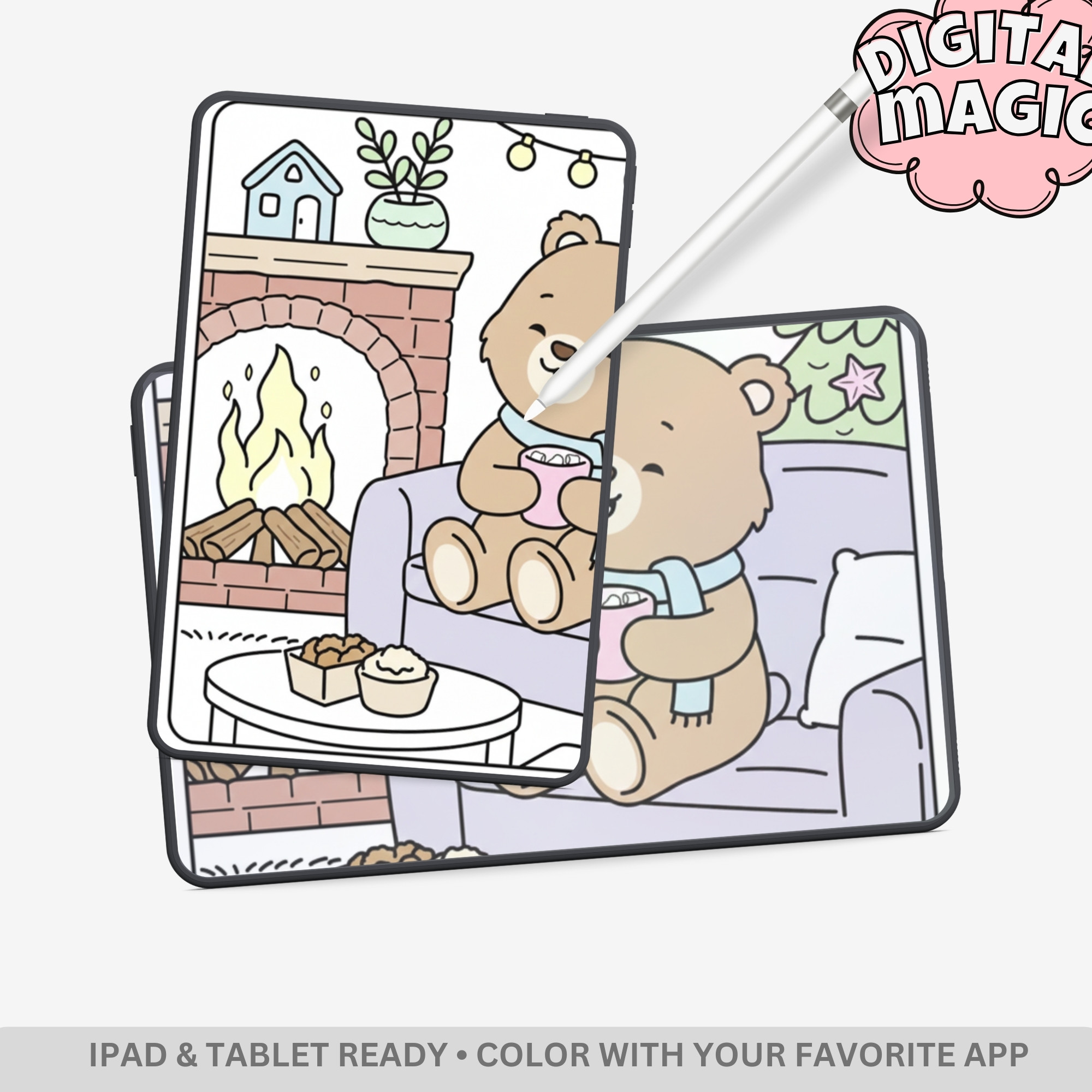 Comfy Christmas - Coloring Book Cafe: Cozy Winter Retreat – 31 Pages of Bold & Easy Kawaii Holiday Scenes - Image 3