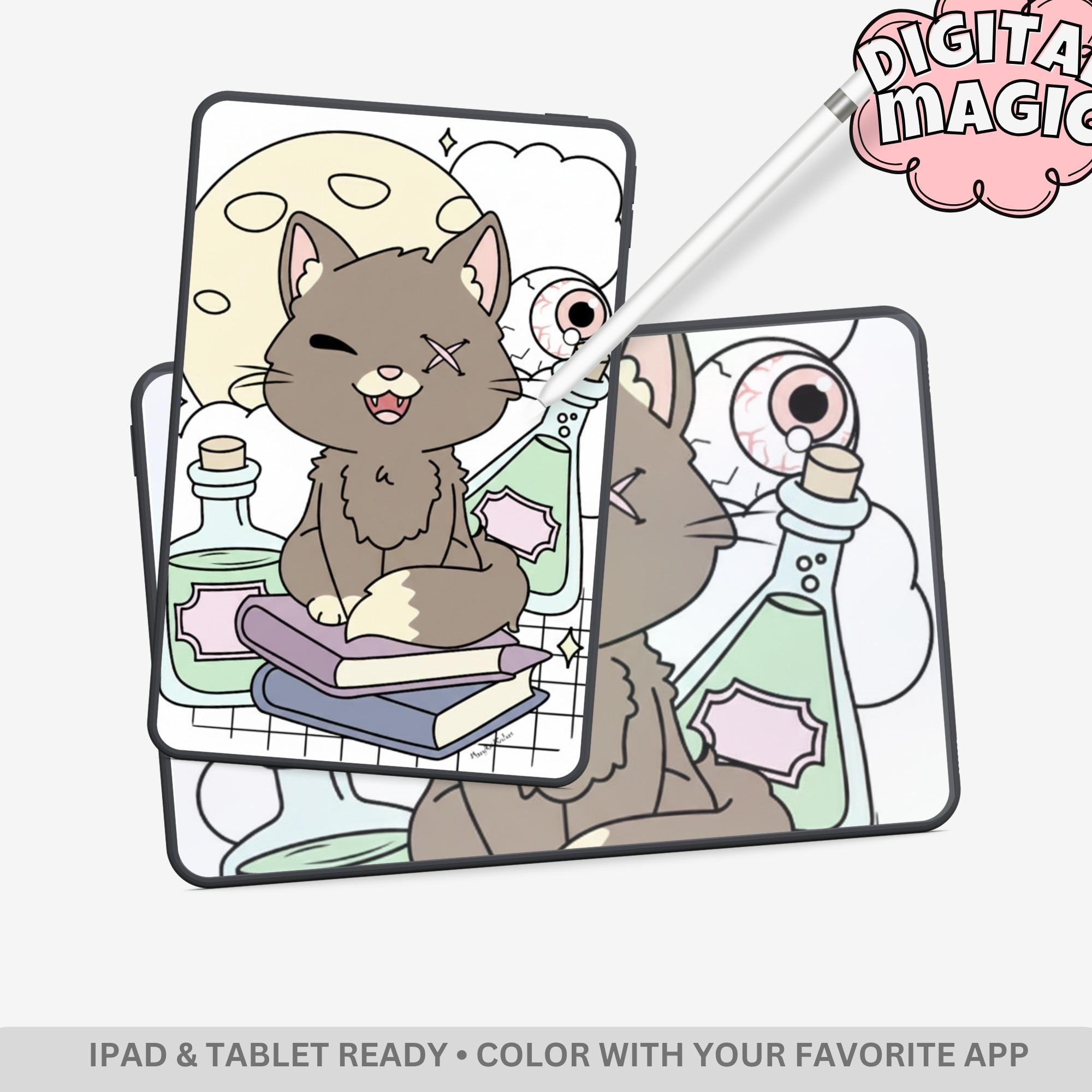 Creepy Cats: Dark & Cute Aesthetic Coloring Book – 27 Pages of Bold & Easy Spooky Kawaii Kitten Designs - Image 3